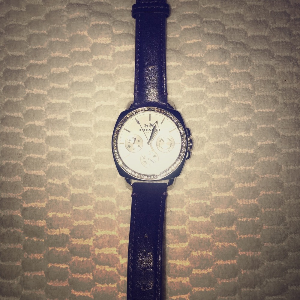 Coach watch with purple leather band